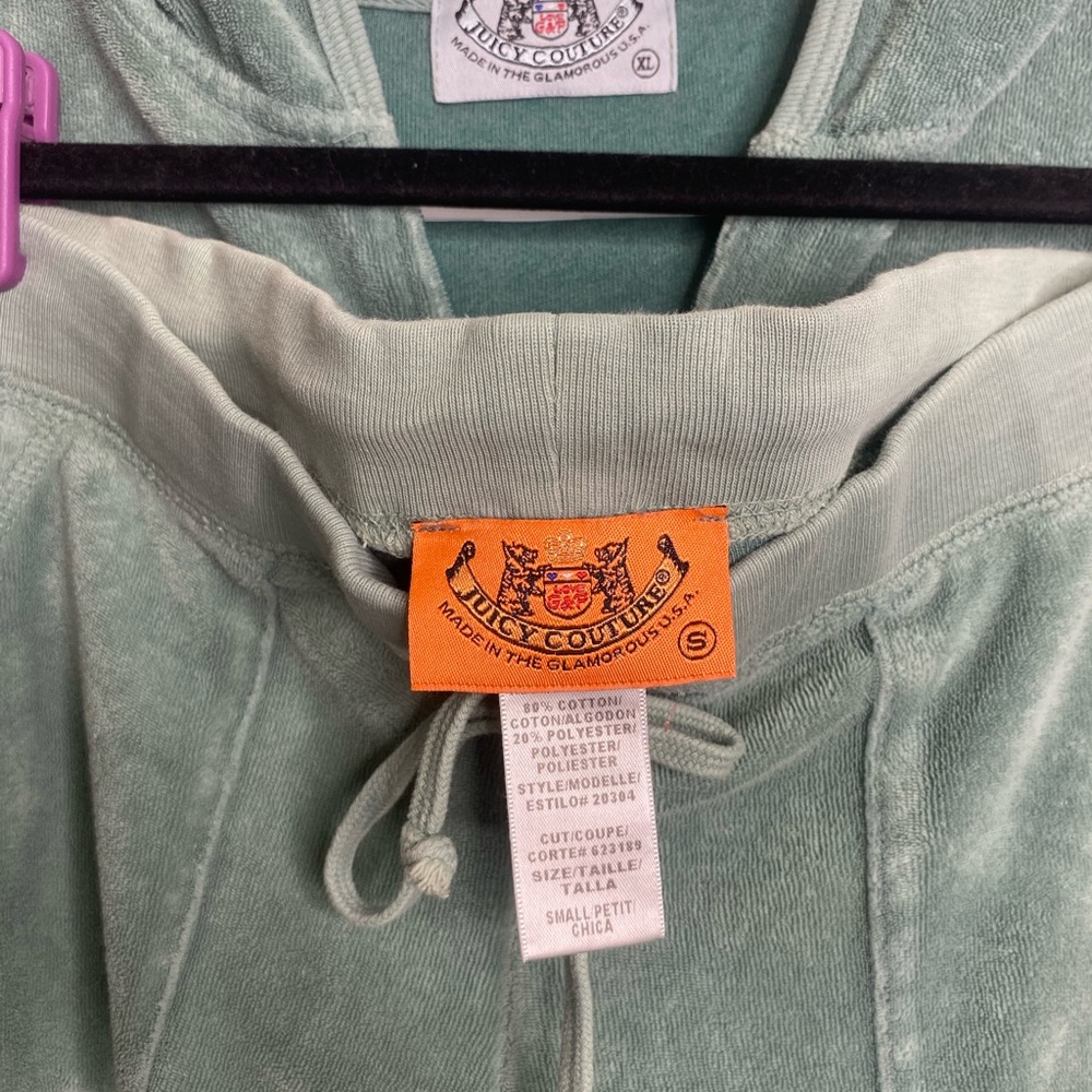 Vintage Juicy Couture Teal Velour Hoodie and Pants Set - Picture 3 of 13